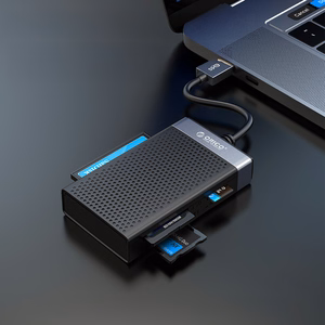 Orico CL4D-A3 USB-A 3.0 SD microSD CF MS 5 Gb/s Memory Card Reader - Black and Silver