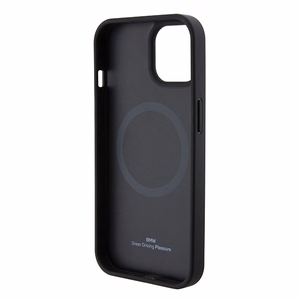 BMW BMHMP15SSLLBK iPhone 15 6.1" juodas/juodas Magsafe kietasis dėklas Signature Logo Imprint