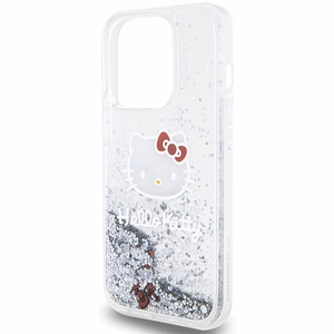 Hello Kitty skysto blizgučių pakabukai Kitty Head dėklas telefonui iPhone 14 Pro - sidabrinis