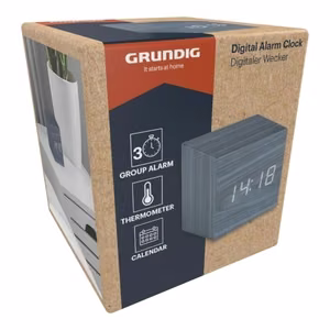 Grundig skaitmeninis LED žadintuvas su termometru ir kalendoriumi, mėlynas