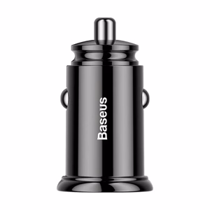 Baseus Circular Plastic QC 3.0 PD automobilinis įkroviklis 1x USB-C - USB jungtis 30W juodas