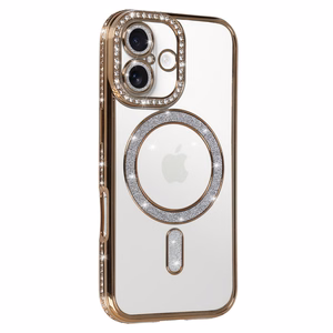 Bling Magsafe auksinis dėklas telefonui iPhone 17