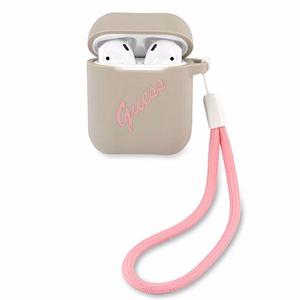 Dėklas AirPods Guess GUACA2LSVSGP pilkas rožinis/pilkas rožinis Silikon Vintage
