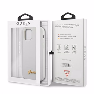 Guess GUHCP12SLSLMGWH iPhone 12 mini 5.4" белый/белый жёсткий чехол Metal Logo Script