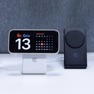 Беспроводное зарядное устройство 2 в 1 Crong MagSpot Stand для iPhone и AirPods, совместимое с MagSafe, белое