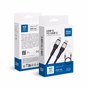 Кабель USB C to USB C Blue Star 3A 60W PD QC4.0 в оплётке 2 m TFK-DC-004 чёрный