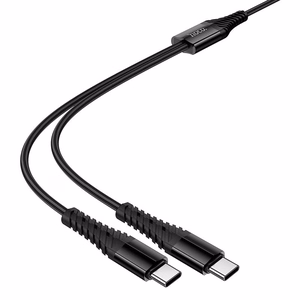 Кабель 2-в-1 USB C to USB C+C Hoco 1 м X123 чёрный
