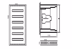 Щит автоматов TIBOX 440x1050x115мм; 6x16P, накладной монтаж, для помещений
