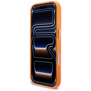 Guess IML Script Metal MagSafe Dėklas for iPhone 17 Pro Max - oranžinis