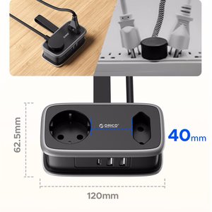 Orico AP3 65W GaN 6in1 удлинитель 2x AC + 2x USB-A + 2x USB-C - черный