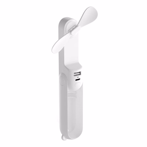 Портативный ручной USB-вентилятор Jisulife Life8 Mini с внешним аккумулятором 2000 мА·ч и фонариком — белый