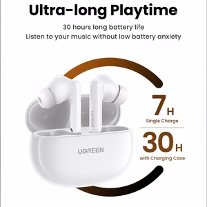 Ugreen HiTune T6 Беспроводные наушники с ANC + кабель USB-A — USB-C — белый