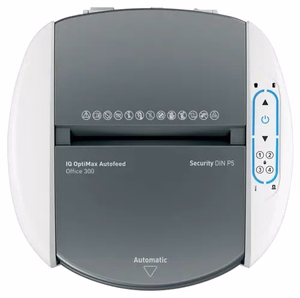 Leitz 80410000 IQ Optimax AutoFeed 300 paper shredder, P5, 300 sheets, 25-litre waste bin