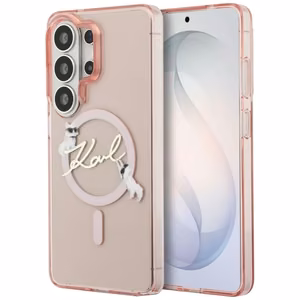 Dėklas Karl Lagerfeld IML Choupette Karl Script Logo Magnetic Samsung S948 S26 Ultra rožinis