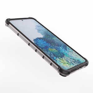 Korinio dizaino dėklas šarvuotas dangtis su geliniu rėmeliu Samsung Galaxy S22 + (S22 Plus) mėlynas