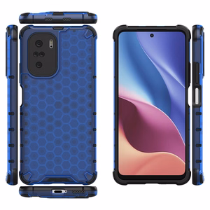 Honeycomb dėklas šarvuotas dėklas su TPU buferiu Xiaomi Redmi K40 Pro+ / K40 Pro / K40 / Poco F3 mėlynas