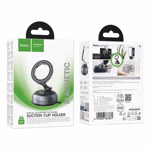 Magnetinis automobilinis laikiklis Hoco H92 su reguliuojamu siurbtuku, juodas / metalo pilkas
