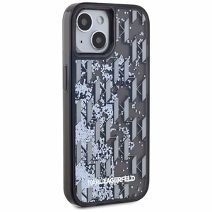 Karl Lagerfeld skystas blizgučiai monograma gradientas iPhone 15 dėklas - juodas