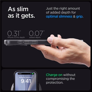 Spigen Ultra Hybrid Mag Dėklas telefonui su MagSafe iPhone 15 Pro - tamsiai pilkas (Zero One Pattern)