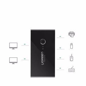 Ugreen US216 30768 USB-хаб 4x USB 3.2 Gen 1 для двух компьютеров — чёрный