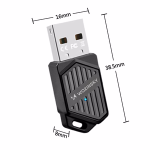 Wozinsky WAX-900 dviejų dažnių juostų USB Wi-Fi 6 adapteris su Bluetooth 5.4 - juodas