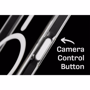 „Clear Mag Cover Elite STR“ dėklas, skirtas „iPhone 17 Pro Max / 18 Pro Max“, suderinamas su „MagSafe“, iš negelstančios medžiagos, su „Camera Control“ mygtuku – skaidrus