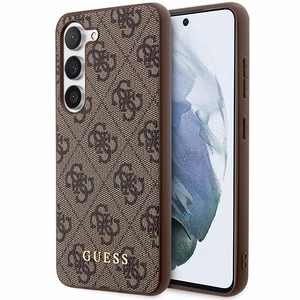 Guess GUHCS23SG4GFBR S23 S911 коричневый/коричневый жёсткий чехол 4G Metal с золотым логотипом