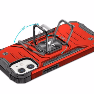 Wozinsky Ring Armor iPhone 14 Plus dėklas telefonui su magnetiniu laikikliu ir žiedu, raudonos spalvos