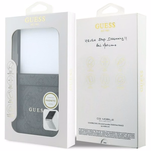 Juodas „Guess 4G Classic MagSafe“ dėklas, skirtas „Samsung Galaxy Z Flip8“