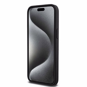 DKNY Odinis monogramos rašto metalinis logotipas Magnetinis dėklas telefonui iPhone 15 Pro Max - juodas