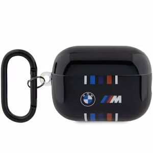 BMW BMAP222SWTK AirPods Pro 2 kartos dėklas juodas/juodas su daugiaspalvėmis linijomis