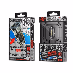 Автомобильное зарядное устройство WEKOME WP-C40 Vanguard Series, 2 × USB-A, 15 W, чёрный и прозрачный