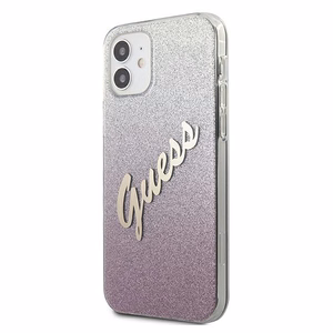 Guess GUHCP12SPCUGLSPI iPhone 12 mini 5.4" pink/pink hardcase Glitter Gradient Script