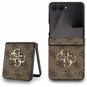 Guess чехол для Samsung Z Flip7 GUHCZF74GMGBR (PU Leather 4G Metal Logo) коричневый
