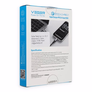 Кабель со светодиодным индикатором, разъемы Type C – Type C, VEGER PD 5A 240 Вт, CC2-ZSD, 1,5 м, черный