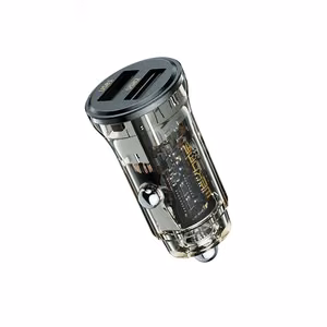 Автомобильное зарядное устройство WEKOME WP-C40 Vanguard Series, 2 × USB-A, 15 W, чёрный и прозрачный
