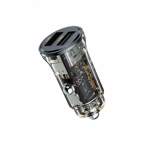 Автомобильное зарядное устройство WEKOME WP-C40 Vanguard Series, 2 × USB-A, 15 W, чёрный и прозрачный
