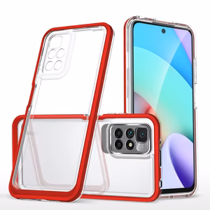 Skaidrus 3in1 dėklas Xiaomi Redmi 10 rėmelio gelinis dangtelis raudonas