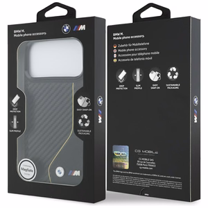 BMW M Carbon Line & Logo Magnetinis dėklas telefonui iPhone 17 Pro Max - geltonas