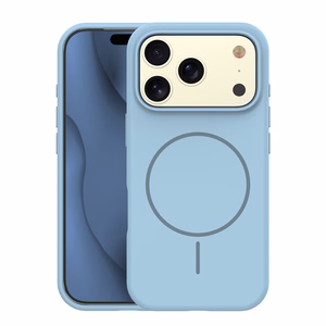Силиконовый тонкий Mag чехол для iPhone 17 Pro 6,3" голубой