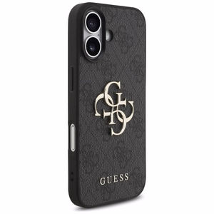Dėklas Guess PU 4G Metal Logo Strap Apple iPhone 17 juodas