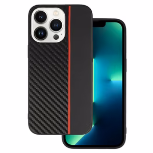 Tel Protect CARBON Case for iPhone 13 Pro Black with Red Stripe