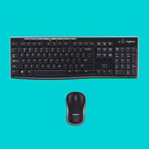 Belaidis QWERTY klaviatūros ir pelės rinkinys Logitech MK270, juodas