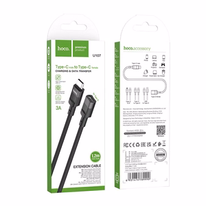 Adapteris Hoco (U107) iš USB-C į USB-C (OTG) 3A 1.2m juodas