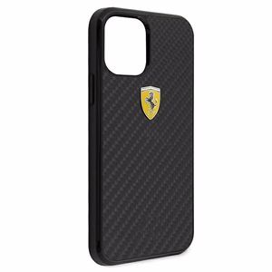 Ferrari FERCAHCP12SBK iPhone 12 mini 5.4" juodas/juodas kietas dėklas On Track Real Carbon