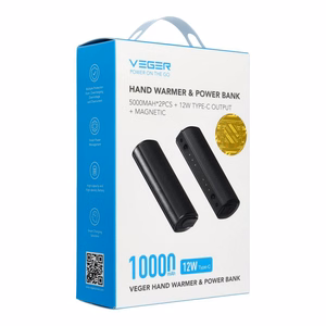 Powerbank Veger W0587 2,4A 2 pcs 2 x 5000 mAh with hand warmer black and silver