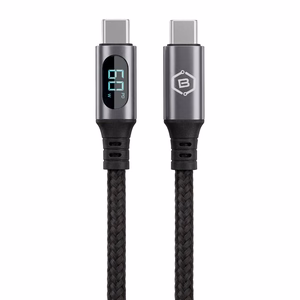 Кабель Blavec Zumi плетёный Type C — Type C PD 60W 3A LCD дисплей 1 м Apple CarPlay/Android Auto (CZU-CC3B10) чёрный
