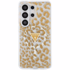 Guess чехол IML Leopard Print Triangle MagSafe для Samsung Galaxy S26 Ultra коричневый