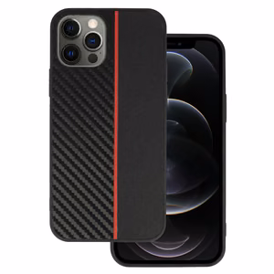 Tel Protect CARBON Case for iPhone 12 Pro Max Black with Red Stripe
