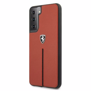 Dėklas telefonui Ferrari FEOSIHCS21MRE S21+ G996 raudonas/raudonas kietasis dėklas Off Track odinė nailoninė juostelė